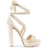 imageAllegra K Womens Lace Up Platform Block Heel SandalsBeige