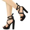 imageAllegra K Womens Lace Up Platform Block Heel SandalsBlack