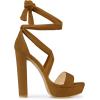 imageAllegra K Womens Lace Up Platform Block Heel SandalsBrown