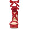 imageAllegra K Womens Lace Up Platform Block Heel SandalsRed
