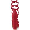 imageAllegra K Womens Lace Up Platform Chunky High Heels SandalsRed