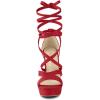 imageAllegra K Womens Lace Up Platform Chunky High Heels SandalsRed