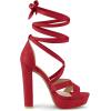 imageAllegra K Womens Lace Up Platform Chunky High Heels SandalsRed