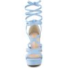 imageAllegra K Womens Lace Up Platform Chunky High Heels SandalsSky Blue
