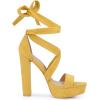 imageAllegra K Womens Lace Up Platform Heels Yellow Sandals 8 M US