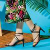 imageAllegra K Womens Lace Up Strappy Block High Heel SandalsBlack