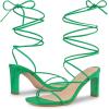 imageAllegra K Womens Lace Up Strappy Block High Heel SandalsGreen