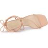 imageAllegra K Womens Lace Up Strappy Block High Heel SandalsNude