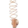 imageAllegra K Womens Lace Up Strappy Block High Heel SandalsNude