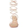 imageAllegra K Womens Lace Up Strappy Block High Heel SandalsNude