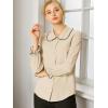 imageAllegra K Womens Long Sleeve Blouse Ruffle Peter Pan Collar Button Down Vintage Dressy BlousesApricot