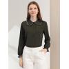 imageAllegra K Womens Long Sleeve Blouse Ruffle Peter Pan Collar Button Down Vintage Dressy BlousesArmy Green