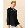 imageAllegra K Womens Long Sleeve Blouse Ruffle Peter Pan Collar Button Down Vintage Dressy BlousesBlack