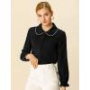 imageAllegra K Womens Long Sleeve Blouse Ruffle Peter Pan Collar Button Down Vintage Dressy BlousesBlack