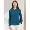 imageAllegra K Womens Long Sleeve Blouse Ruffle Peter Pan Collar Button Down Vintage Dressy BlousesPeacock Blue