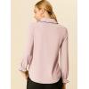 imageAllegra K Womens Long Sleeve Blouse Ruffle Peter Pan Collar Button Down Vintage Dressy BlousesPink