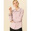 imageAllegra K Womens Long Sleeve Blouse Ruffle Peter Pan Collar Button Down Vintage Dressy BlousesPink