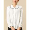 imageAllegra K Womens Long Sleeve Blouse Ruffle Peter Pan Collar Button Down Vintage Dressy BlousesWhite