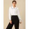 imageAllegra K Womens Long Sleeve Blouse Ruffle Peter Pan Collar Button Down Vintage Dressy BlousesWhite