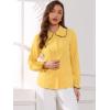 imageAllegra K Womens Long Sleeve Blouse Ruffle Peter Pan Collar Button Down Vintage Dressy BlousesYellow