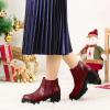 imageAllegra K Womens Lug Sole Chunky Heel Chelsea Ankle BootsBurgundy