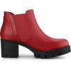 imageAllegra K Womens Lug Sole Chunky Heel Chelsea Ankle BootsRed