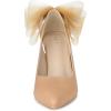 imageAllegra K Womens Mesh Bow Pointed Toe Stiletto High Heels PumpsNude