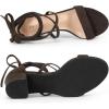 imageAllegra K Womens Open Toe Lace Up Mid Chunky Heeled SandalsCoffee