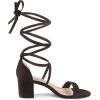 imageAllegra K Womens Open Toe Lace Up Mid Chunky Heeled SandalsCoffee