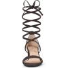 imageAllegra K Womens Open Toe Lace Up Mid Chunky Heeled SandalsCoffee
