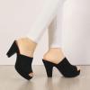 imageAllegra K Womens Open Toe Platform Chunky Heel Slides SandalsBlack