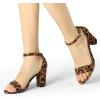 imageAllegra K Womens Open Toe Printed Ankle Strap Chunky High Heel SandalsBrown Leopard