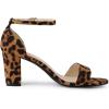 imageAllegra K Womens Open Toe Printed Ankle Strap Chunky High Heel SandalsBrown Leopard