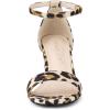 imageAllegra K Womens Open Toe Printed Ankle Strap Chunky High Heel SandalsWhite Leopard