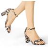 imageAllegra K Womens Open Toe Printed Ankle Strap Chunky High Heel SandalsWhite Leopard
