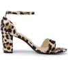 imageAllegra K Womens Open Toe Printed Ankle Strap Chunky High Heel SandalsWhite Leopard