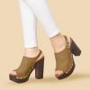 imageAllegra K Womens Open Toe Slingback Platform Chunky Heels SandalsKhaki
