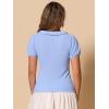 imageAllegra K Womens Peter Pan Collar Shirt Vintage 1950s Solid Short Sleeve BlouseLight Blue
