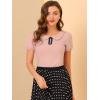 imageAllegra K Womens Peter Pan Collar Shirt Vintage 1950s Solid Short Sleeve BlousePink