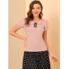 imageAllegra K Womens Peter Pan Collar Shirt Vintage 1950s Solid Short Sleeve BlousePink