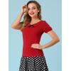 imageAllegra K Womens Peter Pan Collar Shirt Vintage 1950s Solid Short Sleeve BlouseRed