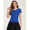 imageAllegra K Womens Peter Pan Collar Shirt Vintage 1950s Solid Short Sleeve BlouseRoyal Blue