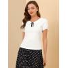 imageAllegra K Womens Peter Pan Collar Shirt Vintage 1950s Solid Short Sleeve BlouseWhite