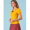 imageAllegra K Womens Peter Pan Collar Shirt Vintage 1950s Solid Short Sleeve BlouseYellow