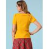 imageAllegra K Womens Peter Pan Collar Shirt Vintage 1950s Solid Short Sleeve BlouseYellow