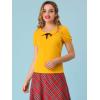 imageAllegra K Womens Peter Pan Collar Shirt Vintage 1950s Solid Short Sleeve BlouseYellow