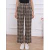 imageAllegra K Womens Plaid Pants Elastic Waist Casual Work Office Long TrousersBrown Coffee