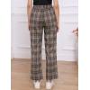 imageAllegra K Womens Plaid Pants Elastic Waist Casual Work Office Long TrousersBrown Coffee
