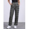 imageAllegra K Womens Plaid Pants Elastic Waist Casual Work Office Long TrousersDark Gray Brown