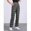 imageAllegra K Womens Plaid Pants Elastic Waist Casual Work Office Long TrousersDark Gray Brown